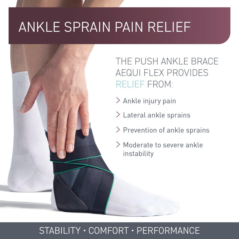 بوش PUSH med Ankle Brace Aequi Flex - حل تقويمي مشهور عالميًا لالتواء الكاحل مع دعم مثبت وأقصى حماية وتصميم مريح - Image 2